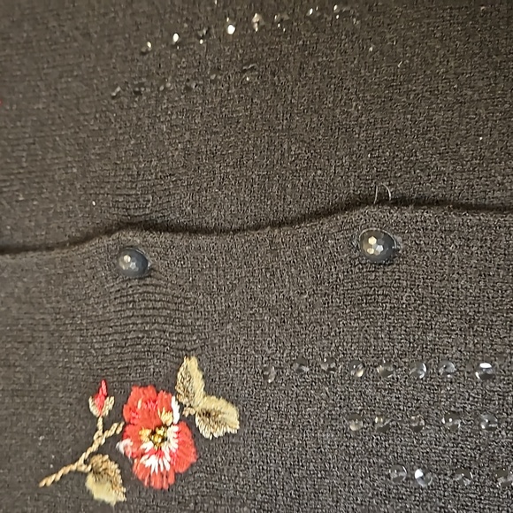 Koret Black Floral Embroidered Sweater Vest size L - Picture 8 of 10